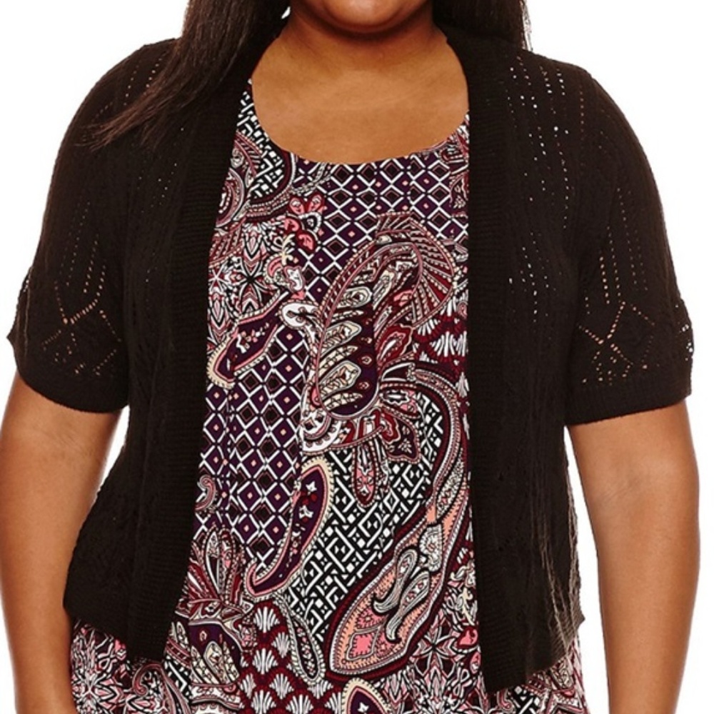 Robbie Bee Plus Size Knit Topper Sweater Cardigan